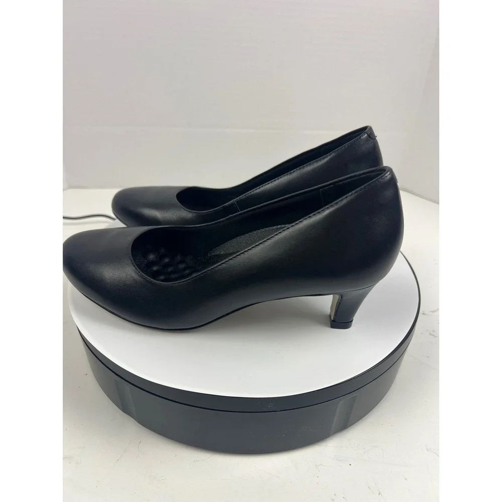 Walking Cradles Womens Black Leather Pumps 7.5 Wide Arch Support Comfort Heel - Picture 4 of 17